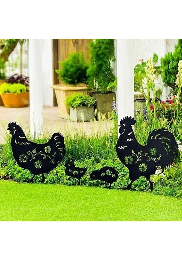 Metal Horoz At Yavru Kedi Yavru Köpek Kazıklar Açık Bahçe Çim Patio Dekorasyonhoroz