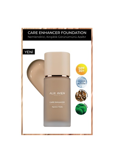 Alix Avien Kırışıklık Karşıtı Nemlendirici SPF30 Parlak Bitişli Fondöten Care Enhancer 814 Vintage Biscuit