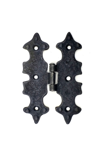 Antika Tarz Dekoratif Pirinç Lale Menteşe - 104x77 Mm, Oksit