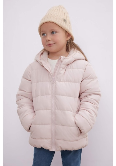 Defacto Kız Bebek Su İtici Beli Lastikli Kapüşonlu Şişme Mont C5317A524AUPN364 Pembe