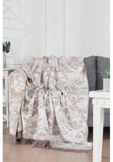 Cosmic Tek Kişilik Pamuklu Battaniye Bej Bej