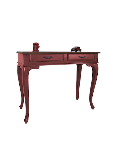 Masifart Ceviz Eskitme Tablalı Dresuar Kırmızı 120 Cm Eskitme  Pat Kırmızı