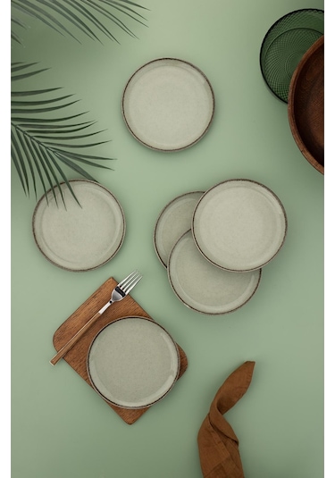 Kütahya Porselen Moderna 6 Parça 15cm Düz Tabak Yeşil 447018