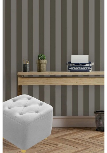 Most Hallow Kapitoneli Kare Puf 22 Gri Kadife Kumaş Evinize Tesl