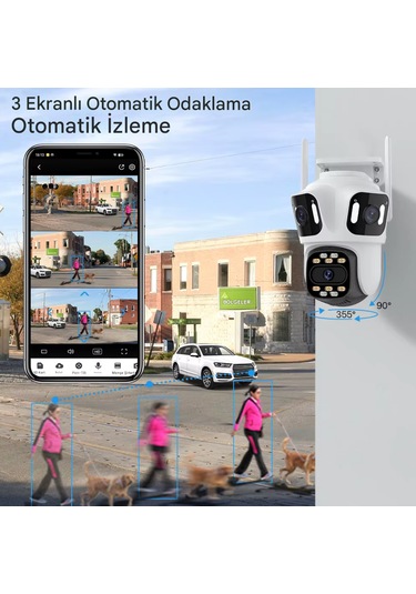 Wifi Kamera 3 Ekran Güvenlik Kamera Otomatik Takip Hareket