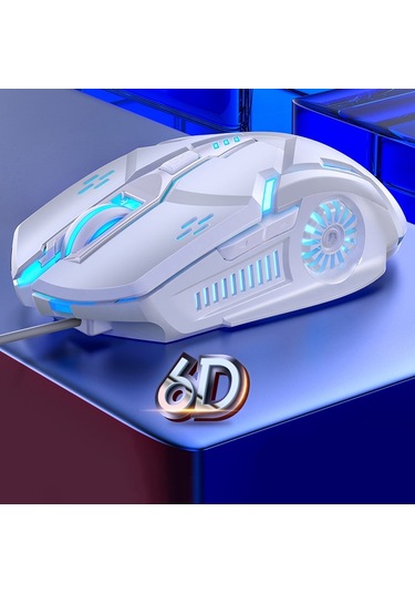 Yındıao G5 3200dpı 4 Modlu Ayarlanabilir 6 Tuşlu Rgb Işık Sessiz Kablolu Oyun Faresi Beyaz Diğer