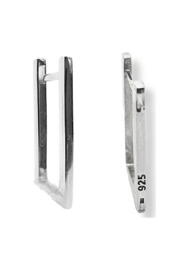 Oya Silver Dikdörtgen Kadın Gümüş Halka Küpe 1.5x2.3cm