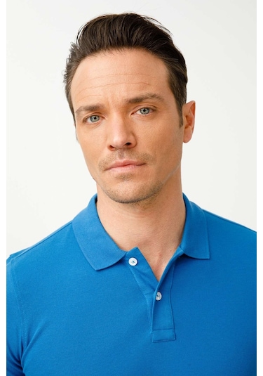 Igs Erkek Saks Standart Polo Yaka Tişört Saks Mavi