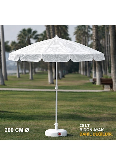 Desenli-beyaz Plaj Şemsiyesi-200 Cm Ø Desenli-beyaz