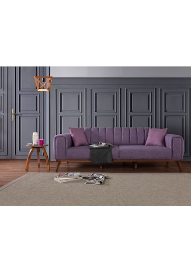 Velar Yataklı Kanepe Keten Mor Mor