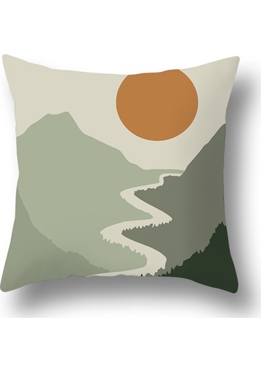 Kuzey Avrupa Geometrik Keten Yastık 50 50cm-41 Ekru