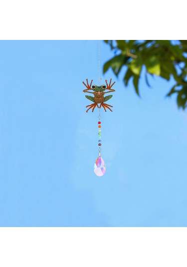 Ruicoo Ev Dekorasyonu İçin Dıy Pırlanta Boyama Kurbağa Figürlü Kristal Zil, Kolay Montajlı Asılı Dekoratif Alet