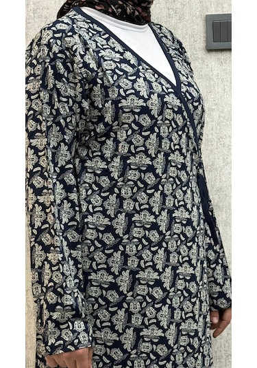 Gd Goldoremi 7 Kadın Viskon Pamuklu Bağlamalı Namaz Elbisesi Lacivert