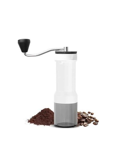 Createtech 40 Seviye Ayarlı Manuel Kahve Değirmeni - Çift Rulmanlı, Portatif Seyahat & Kamp Espresso Öğütücü Beyaz Beyaz