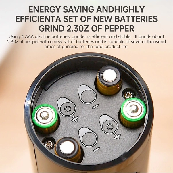 Fortunelane Pilli Tuz Ve Karabiber Değirmeni Seti - 95ml Şeffaf Hazne, Temizleme Fırçası Ve Depolama Tabanı Siyah Siyah