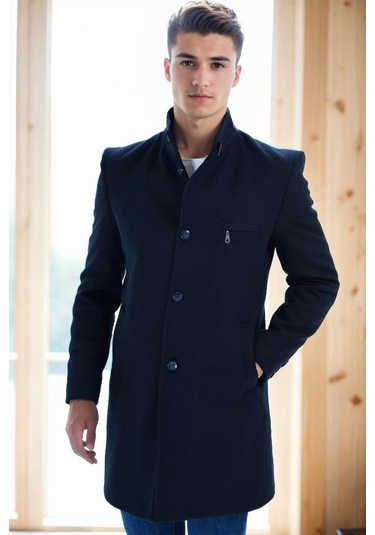 Plt8367 Dewberry Erkek Palto-düz Lacivert Düz Lacivert