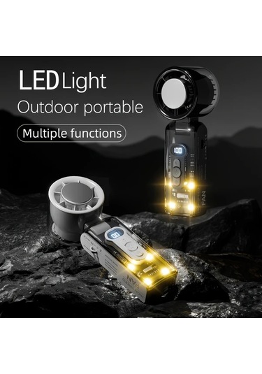 Xuweiwei Şeffaf Mor Katlanabilir El Tipi Buz Paketi Fanı Soğutma Aydınlatma 100 Ayarlı Usb Şarj Lityum Pil İç Dış Mekan