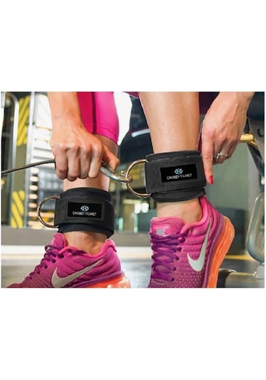 D Ring Fitness Ayak Bileği Ağırlık Çalışma Kemeri 1 Çift Siyah