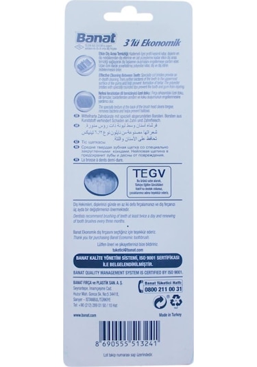 Banat Etkin Diş Arası Temizliği 3'lü Aile Paketi Diş Fırçası