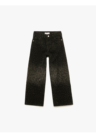 Koton Pamuklu Cepli Geniş Paça Denim Pantolon Siyah 6wkg40051ad