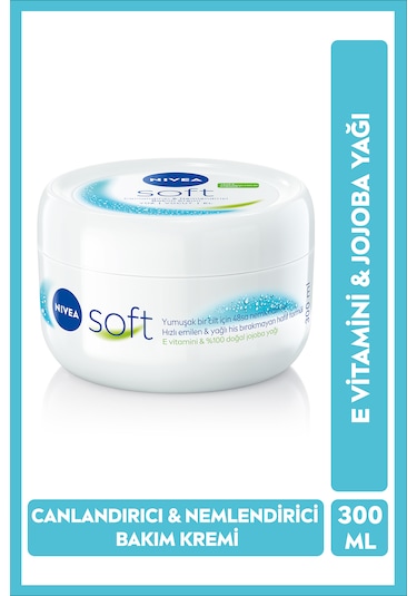 Nivea Soft Soft Jojoba Yağı Hızlı Emilir Yağlı His Bırakmaz El Yüz Vücut Nemlendirici Bakım Kremi 300 ML