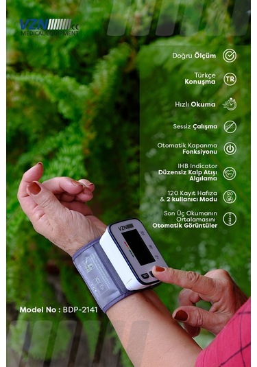 Vzn Türkçe Konuşan Bilekten Dijital Tansiyon Aleti Dbp-2141