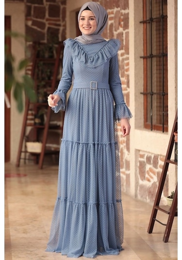 Amine Hüma Damla Elbise Indigo