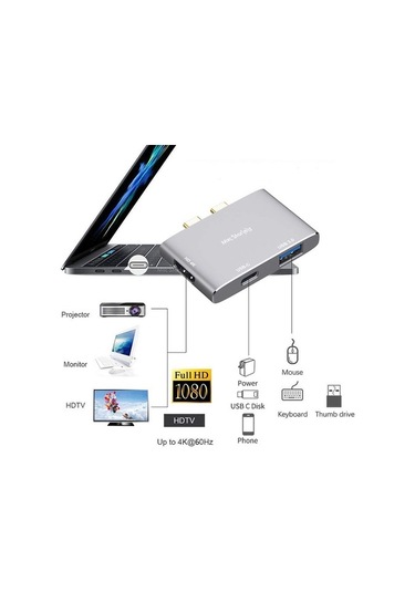 Usb Çoğaltıcı Çoklayıcı Usb-C Hdmı Çevirici 4K 1Xhdmı 1Xusb3.0-Gri