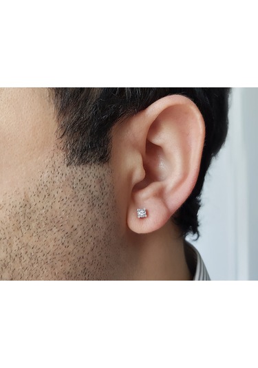 Sirius Beyaz Topaz Tektaş Erkek Küpesi 0823E0042