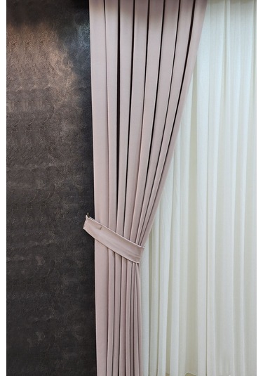 Mosso Fon Perde Düz Renk Pudra Pembe