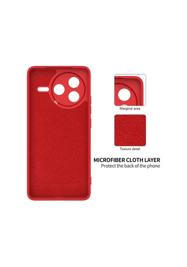 Xiaomi Poco F7 Pro İçin Katı Renk Sıvı Silikon Damlamaz Tam Kapsama Telefon Kılıfı Kırmızı