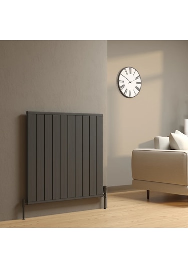 Lojimax Alüminyum Dekoratif Radyatör Flat Line 500x1194mm 12 Dilim Dokulu Antrasit Gri 962 W Yüksek Isıl Güç