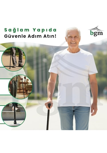 Baston Katlanabilir Denge Bastonu Yüksek Kalite Ayarlanabilir Baston Siyah