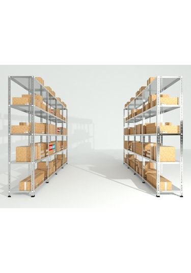 Rafburada 4 Katlı Duble Galvaniz Çelik Raf.Depo,Arşiv,Dosya Rafı 43 x 60 x 200 CM Kalınlık 0.70 MM