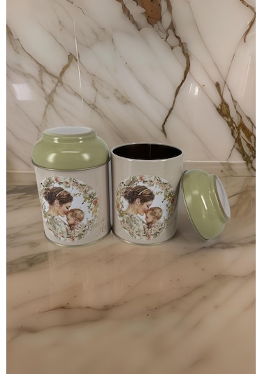 Canım Annem Desenli Metal Baharatlık 2'li Set Çok Renkli