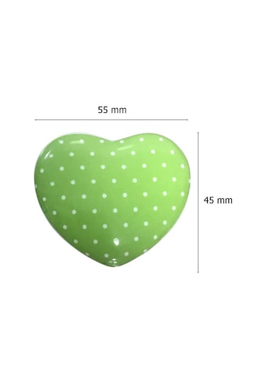 5 Adet Tomurcuk Porselen Çocuk Odası Yeşil Kalp Mobilya Kulp Yeşil