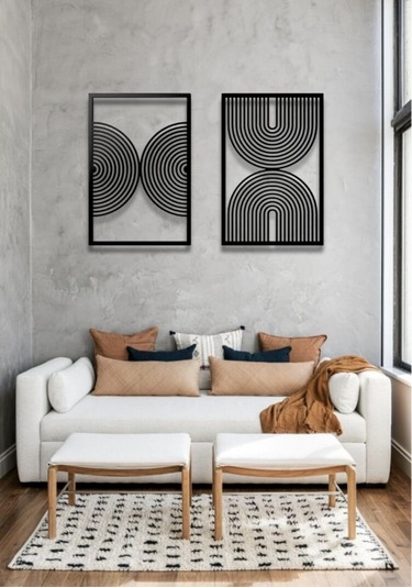 Bohem Stil Modern 2 Li Metal Duvar Dekoru Seti 60 X 75