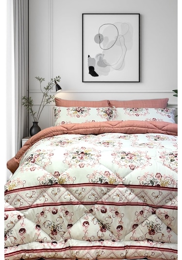 Alla Turca 4 Yastık Kılıflı Çift Taraflı Desenli Uyku Seti-kanaviçe Pudra Pudra