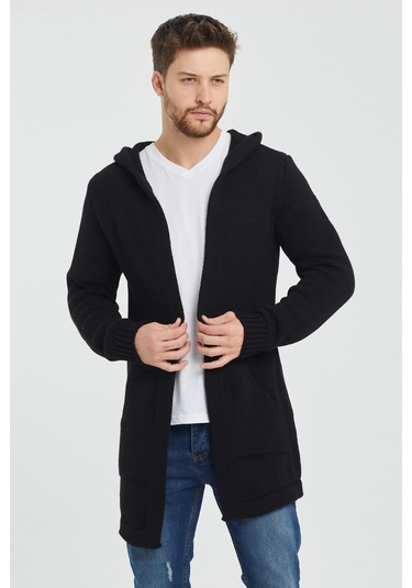 Tarz Cool Erkek Siyah Desenli Triko Hırka- Hrk8085r03s Siyah