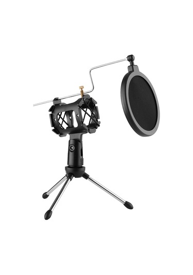 Leezsing F8 Masaüstü Mikrofon Seti: Mini Mikrofon, Tripod, Titreşim Önleyici, Rüzgar Koruma, 3.5mm Bağlantı