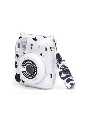 Instax Mini 12 Makine Uyumlu Beyaz Simli Pleksi Kılıf