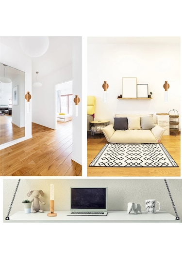 Padalink Ahşap Usb Şarjlı Hareket Sensörlü Led Duvar Lambası - 3 Renk Ayarı 3000-6000k - Otomatik/açık/kapalı Mod - Zımba İle Kolay Kurulum - 2 Adet Set Açık Kahve, Mat Kahverengi