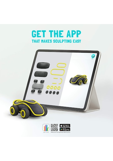 Hey Clay Hava İle Kuruyan Kil 2'li Kutu - Sarı Siber Araba renkli