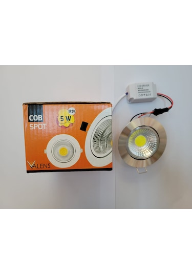 Valens 5 Watt Krom Kasa Beyaz Işık Trafolu Cob Led Spot 6 Adet