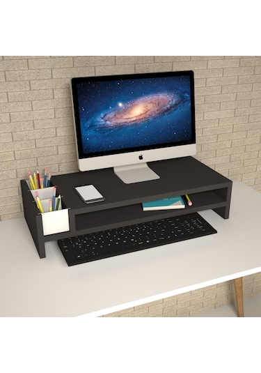 Emkawood Sally Siyah Monitör Yükseltici Laptop Standı
