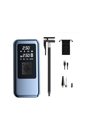 Yaozixa Kablosuz Akıllı Lastik Pompa, 4 Farklı Enflasyon Modu, Akıllı Durdurma, Led Ekran, Cep Telefonu Şarj Cihazı, Siyah, 7.4v 4000mah Batarya