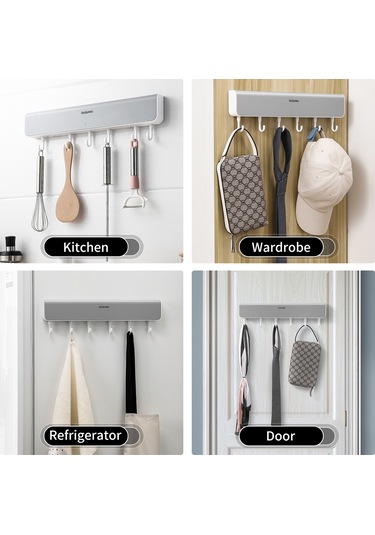 Reedark Duvar Takılı 6 Kanca Ve 4 Bölmeli Ahşaplık, Kolay Kurulum, 5 Kg Yük Taşıma, Ev/ofis/okul İçin Organize Rahatlık Siyah