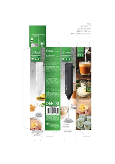 Kcw-1223 Pratik Usb Şarjlı Süt Ve Kahve Köpürtücü Hız Ayarlı Siyah Siyah