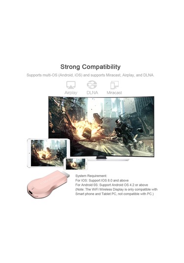 Geeksen Mirascreen Kablosuz Wifi Gösterge Alıcısı - 1080p Full Hd, Airplay/miracast/dlna Desteği, Android/ios Uyumlu, Siyah