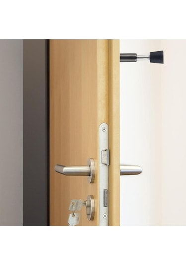 Pazly 2 Adet Yapışkanlı Kapı Durdurucu - Paslanmaz Çelik & Kauçuk Uçlu, Hidrolik Şok Emici Teknolojili, Küçük Boyutlu